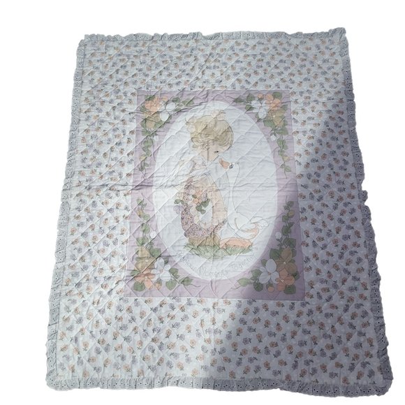 Precious Moments Bedding Vtg Precious Moments Baby Crib Blanket